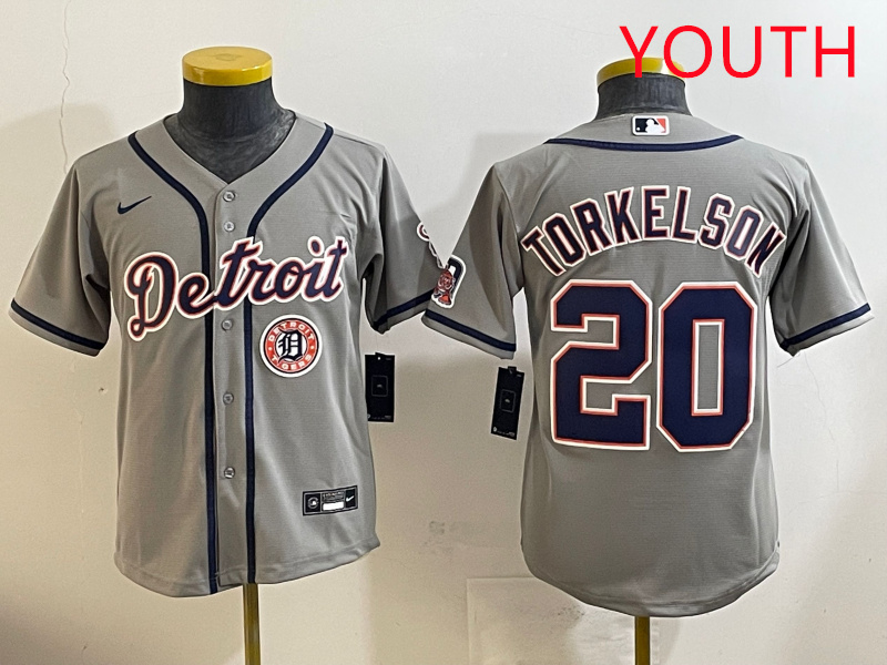 Youth 2025 Detroit Tigers 20 Torkelson grey Nike MLB jersey style 3